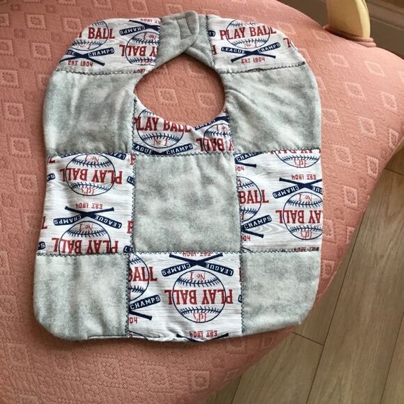 3/$25 or $12 ea.  NWT Baseball Handcrafted Quilted Bib - Picture 2 of 4